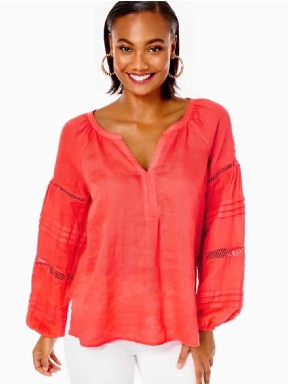 Lilly Pulitzer Emray Tunic Top Small Women’s Spicy Coral Size M